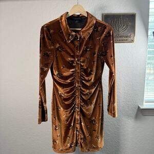 Women's House of Harlow Amber Floral Ruched Front‎ Button Front Dress Size Small